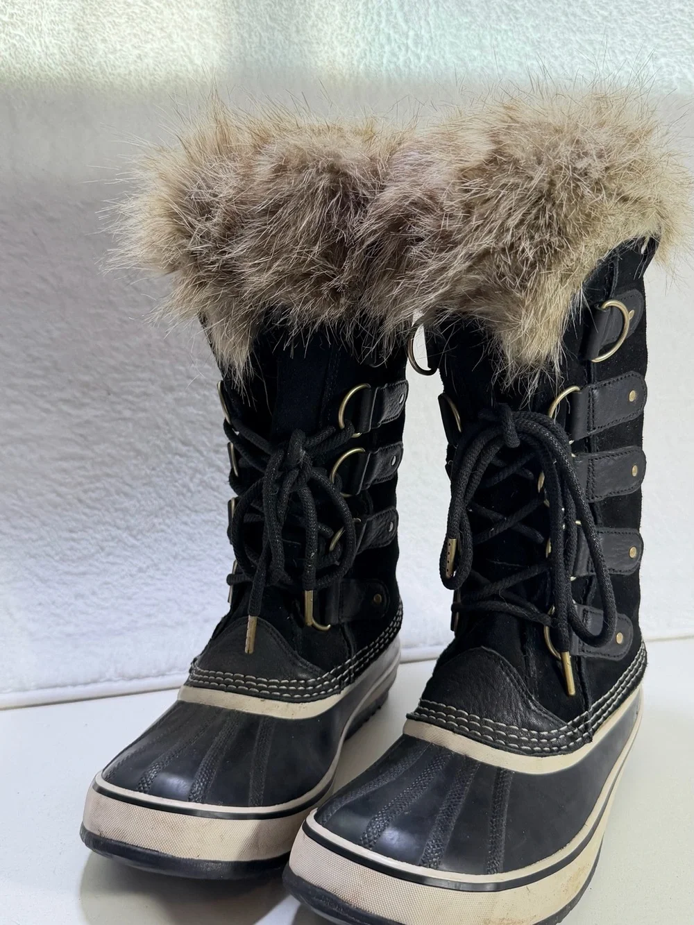 Sorel Joan of Arctic Waterproof Suede Snow Boots Black Womens Size 10 Winter